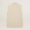 Women's khaki wool blend vest jacket