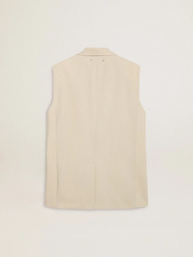 Women's khaki wool blend vest jacket