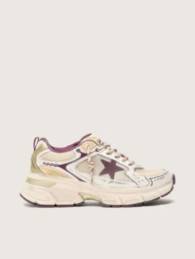 Women's Lightstar CNY in white mesh and leather with wine-red TPU star