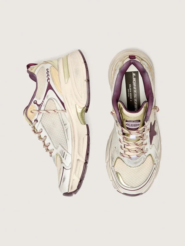 Women's Lightstar CNY in white mesh and leather with wine-red TPU star