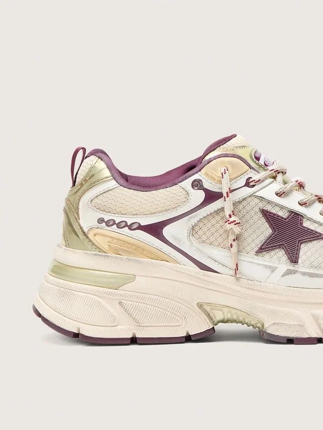 Women's Lightstar CNY in white mesh and leather with wine-red TPU star