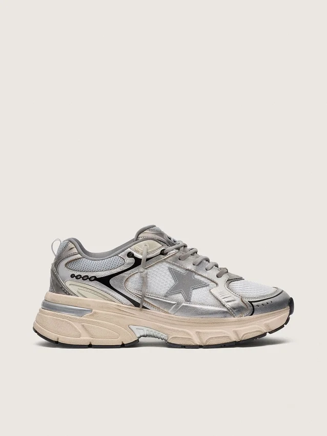 Men's Lightstar in gray mesh and silver nappa leather with gray TPU star
