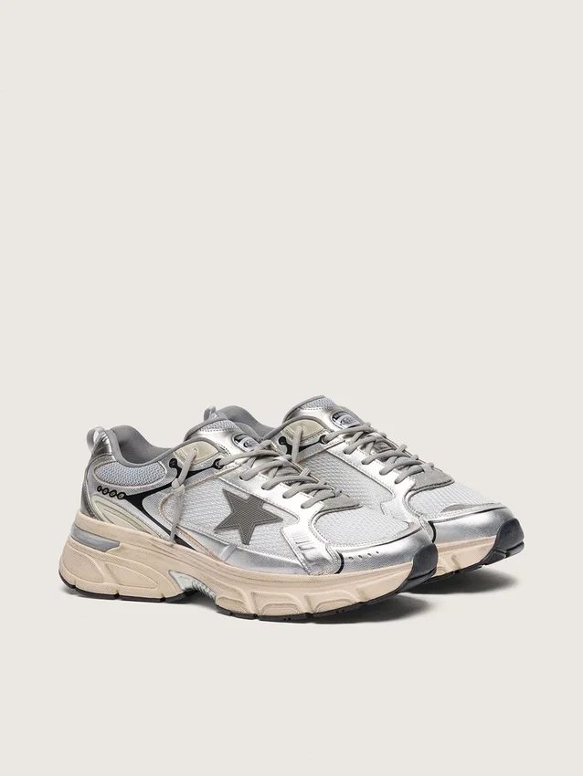 Men's Lightstar in gray mesh and silver nappa leather with gray TPU star