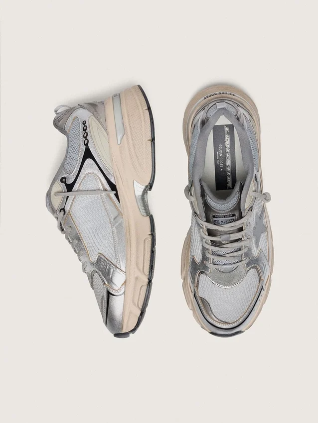 Men's Lightstar in gray mesh and silver nappa leather with gray TPU star