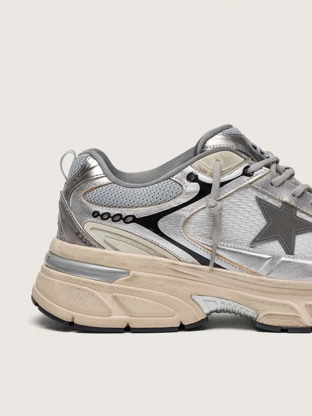 Men's Lightstar in gray mesh and silver nappa leather with gray TPU star