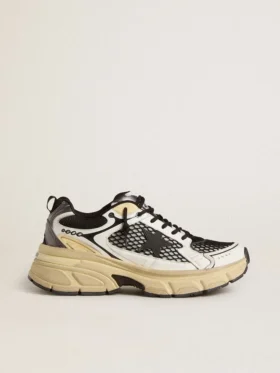 Women’s Lightstar in white leather and black mesh with black TPU star