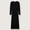 Women's long dress in black mesh with black sequins