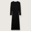 Women's long dress in black mesh with black sequins