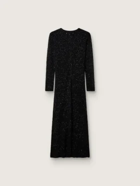 Women’s long dress in black mesh with black sequins