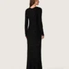 Women's long dress in black mesh with black sequins