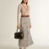 Women's long pleated skirt with multicolor floral sequin print