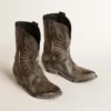Women’s low Wish Star boots in black leather with silver star