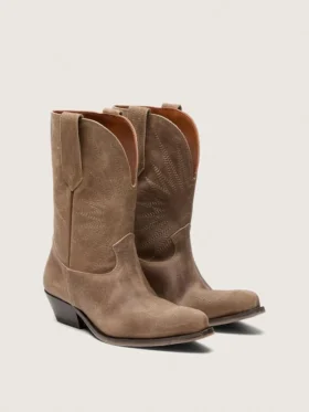 Women’s low Wish Star boots in gray suede with star embroidery
