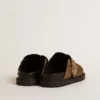 Women's Lucy Sabot in dove-gray suede with gold metal buckle