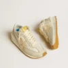 Women's Marathon in beige nylon and gray leather with beige printed star