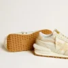 Women's Marathon in beige nylon and gray leather with beige printed star