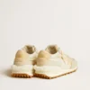 Women's Marathon in beige nylon and gray leather with beige printed star