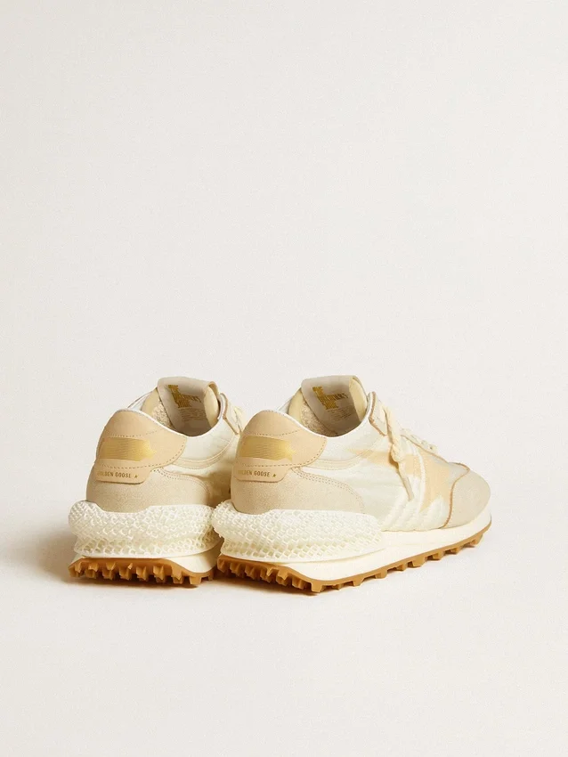 Women's Marathon in beige nylon and gray leather with beige printed star