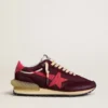 Men's Marathon in burgundy mesh and suede with printed pink star