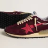 Men's Marathon in burgundy mesh and suede with printed pink star