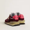Men's Marathon in burgundy mesh and suede with printed pink star