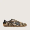 Women's Marathon Speed in beige and black leopard-print pony skin with black leather star