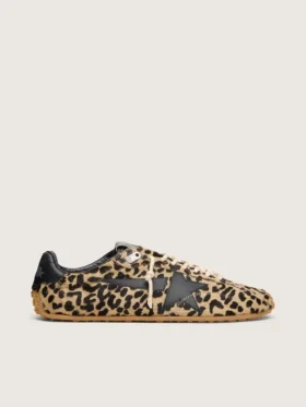 Women's Marathon Speed in beige and black leopard-print pony skin with black leather star