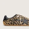 Women's Marathon Speed in beige and black leopard-print pony skin with black leather star