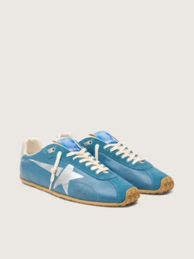 Women’s Marathon Speed in blue nappa with printed star and silver leather heel tab