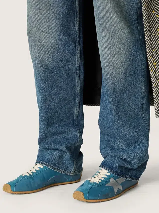 Women's Marathon Speed in blue nappa with printed star and silver leather heel tab