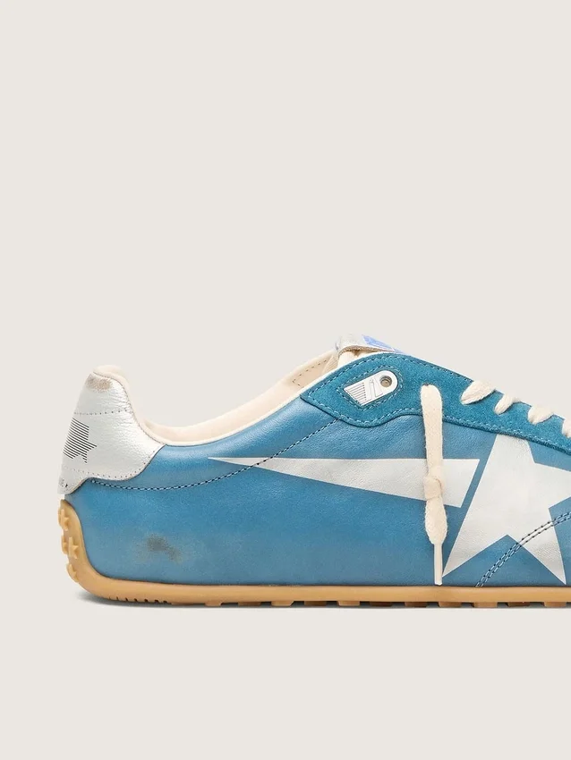 Men's Marathon Speed in blue nappa with printed star and silver leather heel tab