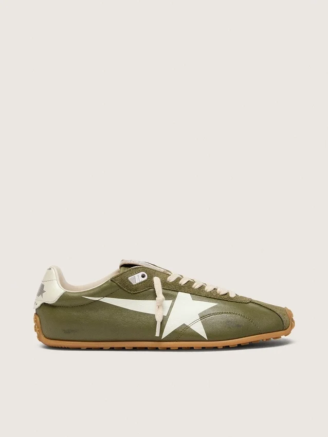 Women’s Marathon Speed in olive-green leather with cream star