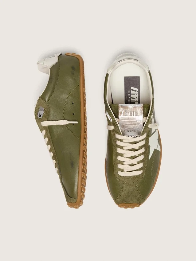 Women’s Marathon Speed in olive-green leather with cream star