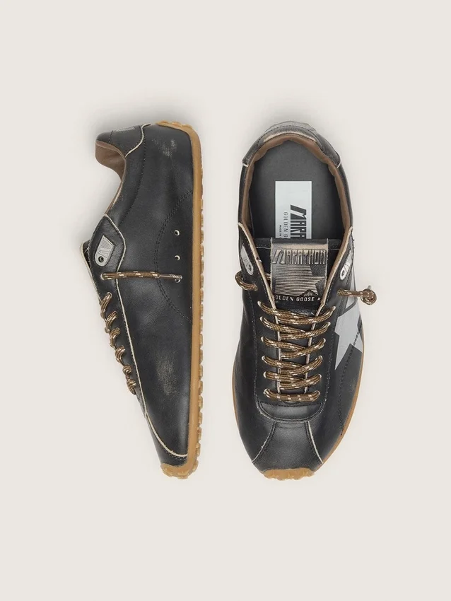 Men's Marathon Speed with black leather upper and silver star
