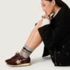 Women's Marathon with brown satin upper and platinum leather star