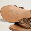 Women's Margaret flat sandals in leopard-print pony skin