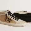 Women’s Mid Star in beige naplak leather with leopard-print pony skin star
