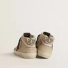Women’s Mid Star in beige naplak leather with leopard-print pony skin star