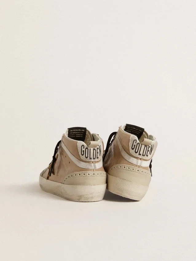 Women’s Mid Star in beige naplak leather with leopard-print pony skin star