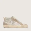 Women's Mid Star in beige suede with silver Swarovski and white leather star