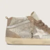 Women's Mid Star in beige suede with silver Swarovski and white leather star