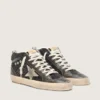 Women’s Mid Star in black glitter with dove-gray suede star and heel tab
