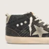 Women’s Mid Star in black glitter with dove-gray suede star and heel tab