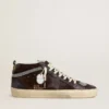 Women's Mid Star in brown suede with leather star and Swarovski crystal flash
