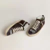 Women's Mid Star in brown suede with leather star and Swarovski crystal flash