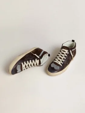 Women’s Mid Star in brown suede with leather star and Swarovski crystal flash