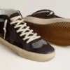 Women's Mid Star in brown suede with leather star and Swarovski crystal flash