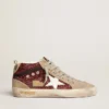 Women's Mid Star in burgundy glitter with gray inserts and white star