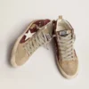 Women's Mid Star in burgundy glitter with gray inserts and white star
