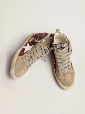 Women’s Mid Star in burgundy glitter with gray inserts and white star